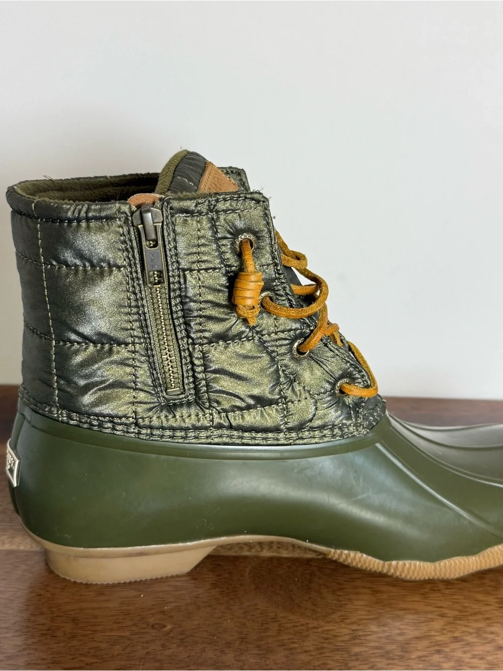 Sperry Saltwater Duck Boots Olive Green Waterproof Women’s Size 11